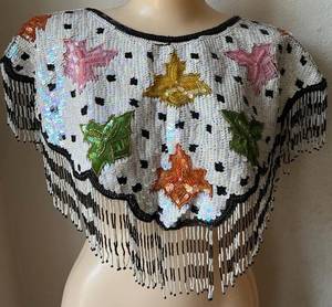 Abstract Three-dimensional Butterfly Studded Beaded <b>Fringe</b> Tank <b>Top</b> With Steel Wire Shape - Product Image 3