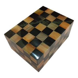 Caja de almacenamiento rectangular con incrustaciones de cuerno natural hecha a mano, organizador de almacenamiento ecológico para colección de arte, caja decorativa. - Product Image 4