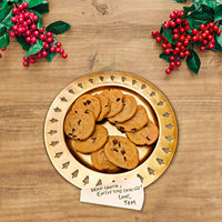 Assiette de présentation circulaire dorée élégante, motif sapin de Noël, pour servir les biscuits de fête, plateau de Noël découpé, Nouvel An, en métal