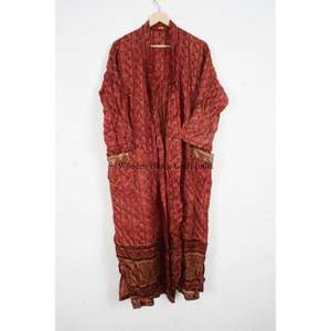 Kimono long bohème en soie japonaise traditionnelle pour femmes, vêtements de plage vintage à la mode avec patchwork pour les vacances d'été à la plage - Product Image 2