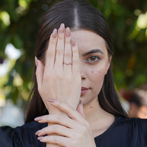 Anillo de compromiso, boda o aniversario para mujer, chapado en oro rosa, plata de ley 925, circonita, engaste de garra, elegante y moderno - Product Image 6