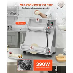 Rodillo de masa de Pizza de acero inoxidable eléctrico comercial de 390W, máquina de prensa semiautomática de 3-16 pulgadas, modelo para hacer Pasta - Product Image 2