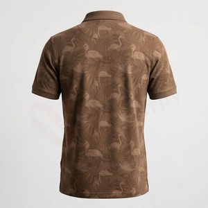 Chemise décontractée pour homme en piqué 100 % polyester bleu marine à manches courtes, respirante, infroissable, coupe classique, design tricoté uni - Product Image 2