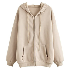เสื้อฮู้ดซิปสีพื้นเรียบง่ายทันสมัย เนื้อผ้าหนานุ่ม ใส่สบาย ระบายอากาศได้ดี ไซส์ใหญ่พิเศษ - Product Image 4