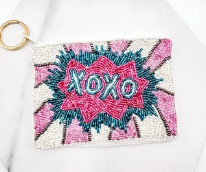 Handmade Beaded Square Coin Purse Embroidered Pouch Embellished Mini Wallet Keychain Mixed Colors <b>Change</b> <b>Bag</b> Gift Use - Product Image 2