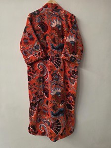 Exquisito Kimono de Terciopelo Estampado a Mano, Ligero, Informal, Premium, Transpirable, Ecológico y Versátil para el Verano - Product Image 5