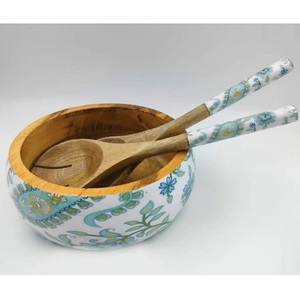 Vente directe d'usine - Ensemble de bols à salade en bois - Grand bol en bois d'acacia pour servir des fruits, des desserts, des salades - Ensemble de cuillères à salade - Articles de cuisine - Product Image 1