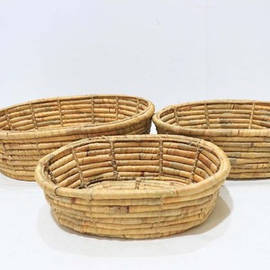 Natural Water Hyacinth Woven Serving Fruit <b>Bread</b> Tray Basket <b>Set</b> Round Nesting <b>Bins</b> - Product Image 4