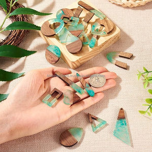 ต่างหูเรซิ่นพื้นผิวไม้ต่างหูสำหรับสวมใส่ในชีวิตประจำวันและงานปาร์ตี้ - Product Image 2