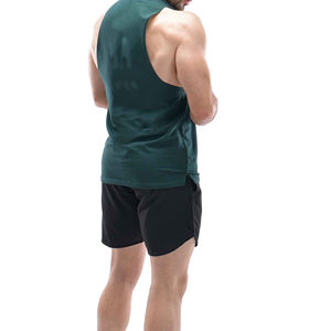 Ensemble débardeur et short de sport personnalisable grande taille pour homme, en coton et élasthanne, couleur unie, style décontracté pour l'été - Product Image 5