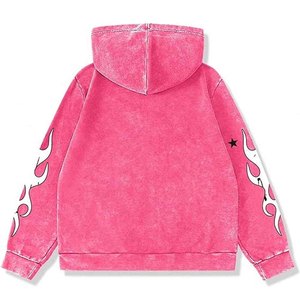 Sweat-shirt à capuche rose surdimensionné, brodé, motif uni, 100% coton biologique, respirant, unisexe, décontracté, pour l'automne - Product Image 2