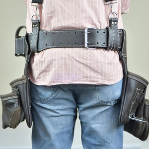 Meilleure vente, service OEM personnalisé, dernier design, ceinture à outils en cuir réutilisable, logo personnalisé, sac à outils en cuir véritable - Product Image 3