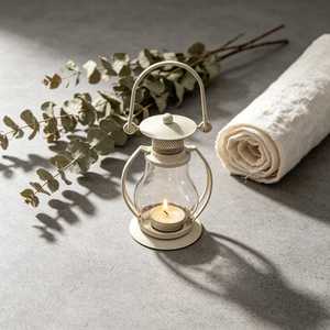 Vintage Glass <b>Candle</b> Holder Metal Decorative <b>Candle</b> Lantern Garden Hanging <b>Candle</b> Holder <b>Small</b> Lantern with Glass Shade - Product Image 5