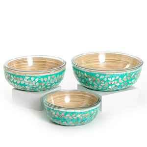 Achetez à bas prix un grand ensemble de bols écologiques en résine nacre et bois, design moderne, vaisselle polie et artisanale. - Product Image 5