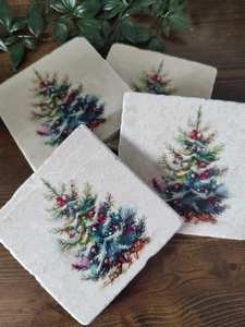 Juego de Posavasos Decorativos con Diseño de Árbol de Navidad, Decoraciones Festivas para Mesa, Posavasos para Café, Té y Bebidas, Decoración Invernal para el Hogar - Product Image 4