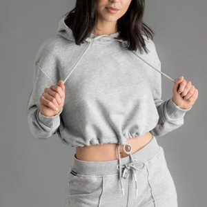 Conjunto de Sudadera con Capucha Gris para Mujer, Manga Larga, Pantalones Deportivos Ajustados de Cintura Alta, Informal, para Todas las Temporadas, Tejido de Algodón - Product Image 6