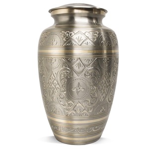 Urna Funeraria de Latón Platino para Cenizas Humanas Adultas, Urna Conmemorativa Funeraria Grande Hecha a Mano, Capacidad de 225 lbs - Product Image 5