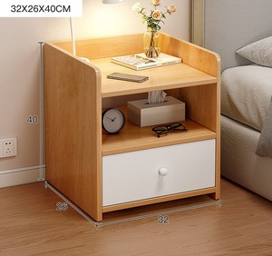 Table de chevet en bois moderne minimaliste BKS à deux tiroirs, finition gris et blanc écologique, meubles de maison, chambre à coucher, salon, rangement - Product Image 5