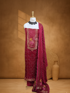 Élégant costume Bandhani tissé à la main en Banarasi Pichwai pour femmes, vêtement traditionnel au meilleur prix - Product Image 2