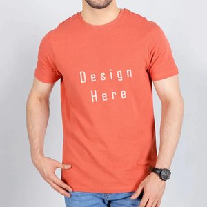 Camiseta de Hombre, Corte Regular, Cuello Redondo, 100% Algodón, con Logotipo Frontal Impreso en Serigrafía, Color Dorado, OEM - Product Image 4