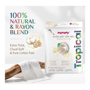 Mamamy Compressed Non-Woven Face Towel <b>Tablets</b> 25pcs Travel Size Tropical Design Safe for Baby and Family OEM ODM From Vietnam - Product Image 5