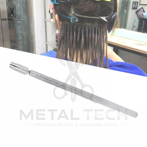 Porte-aiguille ventilé en métal argenté avec poignée ergonomique moletée, micro-aiguille à crochet en acier, outils professionnels pour la fabrication de perruques en dentelle - Product Image 6