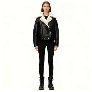Private Label Women's <b>Leather</b> Biker <b>Jacket</b> Stand Collar <b>Leather</b> <b>Jacket</b> OEM Factory Bulk Production - Product Image 5