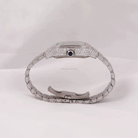 Montre Homme de Luxe Carrée en Acier Inoxydable avec Calendrier et Diamants Colorés, Style Étoile, Mouvement Mécanique Automatique Haut de Gamme, Cadran 20mm