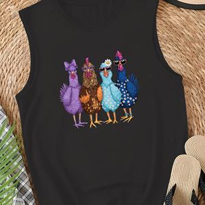 Chaleco de punto informal para mujer con ilustración de pollos antropomórficos Accesorios esenciales - Product Image 3