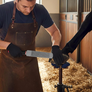 Raspador de pezuñas y lima para herraduras con mango, de acero de alto carbono, herramienta de herrador de doble cara, recortador de pezuñas de caballo, lima para patas de animales, equino - Product Image 6