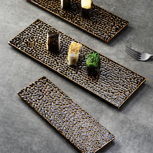 YAYU 2025 – Assiette de service rustique tendance marron mat pour sashimi, vaisselle en céramique pour <span class=keywords><strong>restaurant</strong></span> japonais Omakase, plat de présentation en porcelaine - Product Image 5