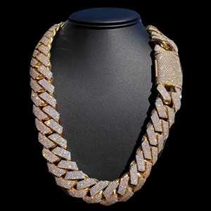 สร้อยคอแบบ Cuban Link ชุบทองคำขาว 18K หนักสองตัน เงินแท้ 925 ประดับเพชร Moissanite VVS1 สไตล์ฮิปฮอป เหมาะสำหรับงานปาร์ตี้ - Product Image 2