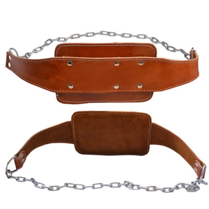 Wholesale Heavy Weight Gym Fitness Trainer Genuine Leather Dip <b>Belt</b> With Chain And Padding Custom Fit Weightlifting Dip <b>Belt</b> - Product Image 3