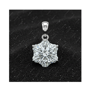 Pendentif et breloque en or fin 925 avec diamant de laboratoire certifié GIA IGI 6 carats DEF VVS VS, fleur, cadeau pour lui - Product Image 1
