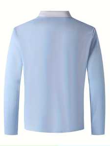 Nouveau Polo en Coton à Manches Longues pour Homme, Design Haut de Gamme, Séchage Rapide, Demi-Zip, Idéal pour l'Été, Tenue Décontractée ou d'Équipe en Extérieur, ODM - Product Image 4