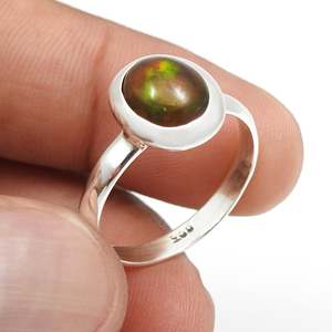 925 Solid Sterling Silver Handmade Cocktail Birthday Ring Bohemian Style Jewelry <b>Oxidized</b> With Oval Cut Black Opal Gemstone - Product Image 4