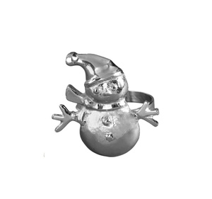 Juego de servilleteros de latón con diseño de muñeco de nieve |   Porta Servilletas Navideños Ecológicos y Duraderos |   Decoración Festiva para Mesa de Comedor con Forma de Copo de Nieve - Product Image 1