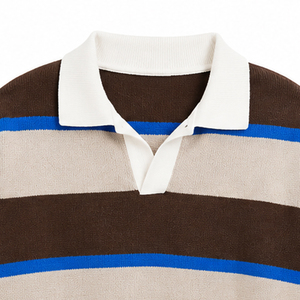Suéter de Punto a Rayas para Hombre, Manga Larga, Diseño de Cuello, Corte Regular, Material de Punto para Otoño e Invierno - Product Image 5