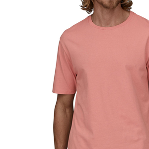 T-shirt en coton pour homme, rose corail uni, col rond, manches courtes, coupe ample, style jersey décontracté, teinture unie, séchage rapide, respirant - Product Image 2