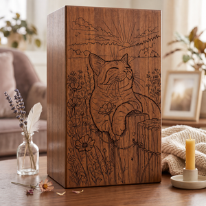 Wooden Pet Cremation Urn Handmade <b>Memorial</b> Keepsake <b>Box</b> Carved Animal Pattern Desktop Burial Urn - Product Image 4