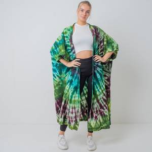 Vêtements de plage personnalisés Bohème blanc impression florale numérique pour femmes été Robe Kimono enveloppante à manches longues en dentelle avec pompon - Product Image 1