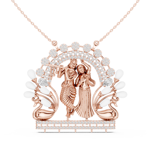 14K สีเหลืองทอง Radha krishna สร้อยคอเพชรเชื่อมโยงห่วงโซ่การเชื่อมโยงทางจิตวิญญาณเครื่องประดับสำหรับผู้หญิงของขวัญงานแต่งงาน - Product Image 3