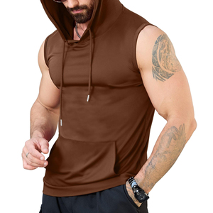 Ropa de culturismo al por mayor, ropa informal con capucha, camiseta sin mangas para gimnasio, fitness, sudadera básica de algodón mezclado para hombre - Product Image 1