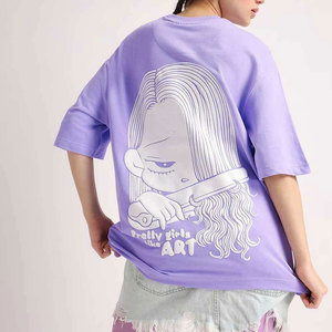 T-shirt décontracté sur mesure pour femme, été, manches courtes, mode, coupe oversize, épaules tombantes, pour dames - Product Image 4