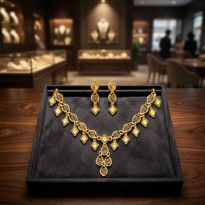 Ensemble de bijoux de mode en gros au design traditionnel, plaqué or micron 14K 18K 24K, style turc, style Dubaï, ensemble de colliers de mariage - Product Image 4