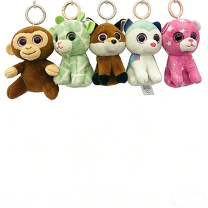 Assortiment de porte-clés en peluche animaux grands yeux personnalisés, lot de jouets sensoriels en peluche à suspendre pour poussette bébé - Product Image 1