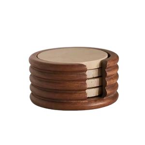 Meilleurs sous-verres en bois d'acacia naturel faits à la main avec résine, résistants à la chaleur, design moderne, ensemble de sous-verres pour boissons, protection de table - Product Image 1