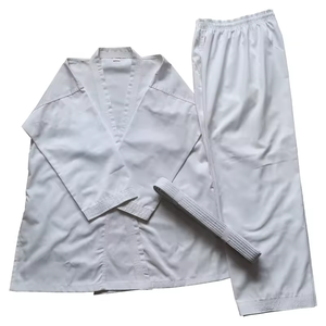 Kimono de judo blanc 100 % coton respirant unisexe pour adulte, tenue d'arts martiaux coupe classique, teint uni, en stock - Product Image 2