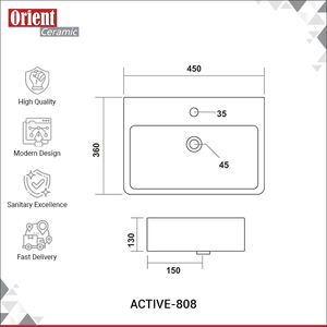 Proveedor Profesional Vende Lavabo de Cerámica Blanco de Alta Calidad con Certificación ISO, Suspendido en la Pared o de Sobremesa - Product Image 3