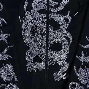 Sweat à capuche personnalisé entièrement orné de strass pour homme et femme, design personnalisé en strass, broderie, sweat à capuche respirant - Product Image 4